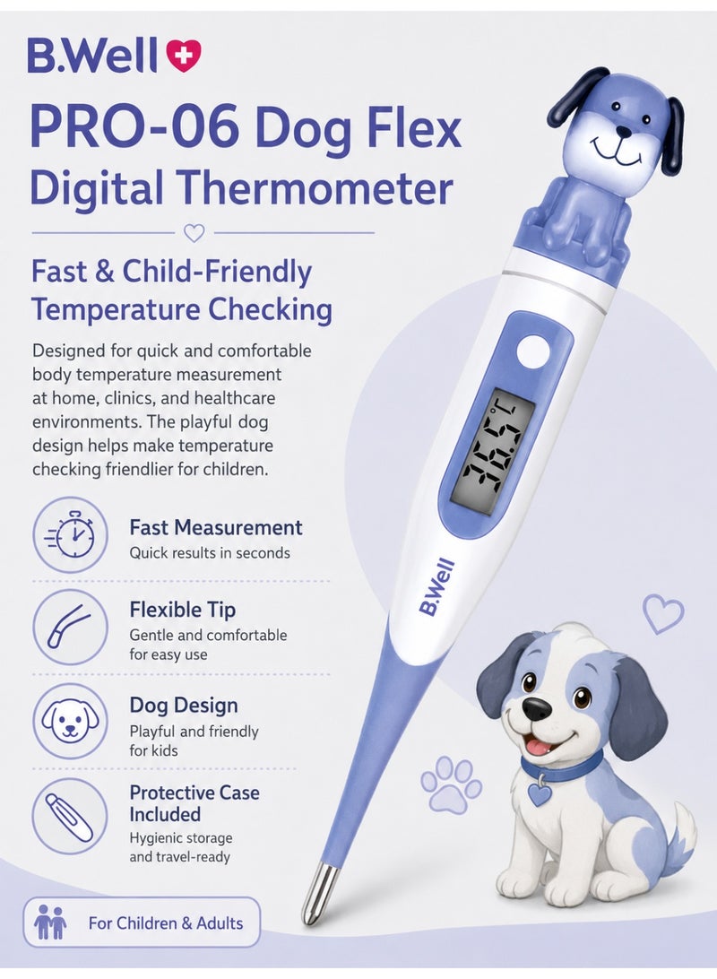 B.Well PRO-06 Dog Flex Digital Thermometer with Flexible Tip, Fast Measurement & Case - Image 2