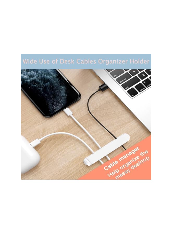 promass 2 Pack Cable Organizer - 11-Slots White Cable Holder, 8cm Length, Self-Adhesive, Polycarbonate, Desk Wire Holder - Image 4