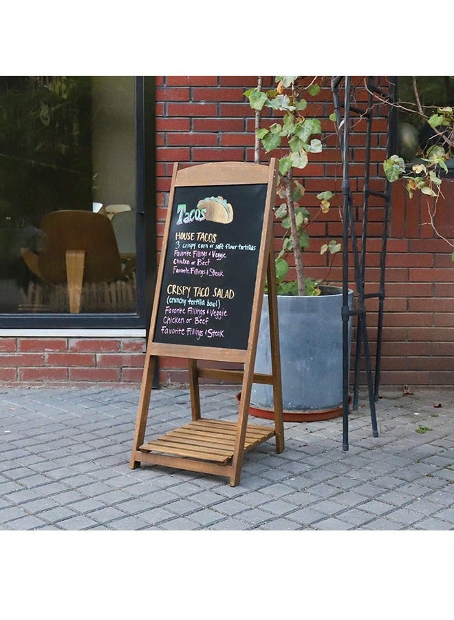 Generic Magnetic Chalkboard Sign with Shelf Wood A Frame Chalkboard Message Chalk Board Dry Erase Blackboard with Easel Rustic Sidewalk Display for Business Restaurant Wedding Brown - Image 4