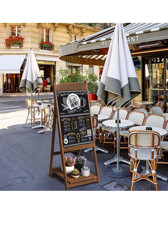 Generic Magnetic Chalkboard Sign with Shelf Wood A Frame Chalkboard Message Chalk Board Dry Erase Blackboard with Easel Rustic Sidewalk Display for Business Restaurant Wedding Brown - Image 3