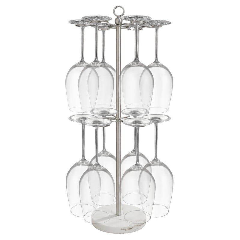 GZILA Countertop Wine Glass Holder Large, Free Standing Marble Base Tabletop Stemware Rack with 12 Holders Heavy Duty Cocktail Glass Tree Stand, SUS304 Stainless Steel - Image 1