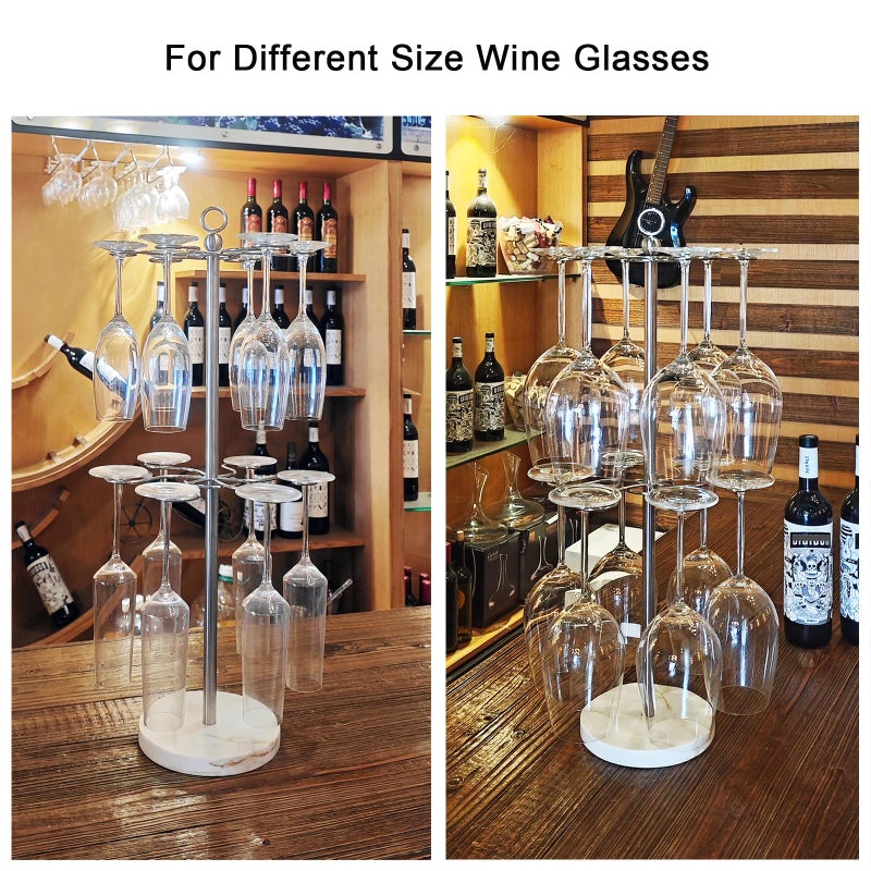 GZILA Countertop Wine Glass Holder Large, Free Standing Marble Base Tabletop Stemware Rack with 12 Holders Heavy Duty Cocktail Glass Tree Stand, SUS304 Stainless Steel - Image 4