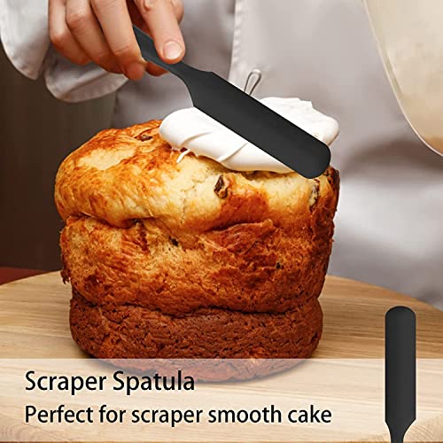 we3 Multi Purpose Heat Resistance Silicone Spatula Turner Non-Stick Silicone Kitchen Tools FDA Approved Piece of 2 Black|Spatula Spreader/Butter Knife 24cm - Image 4