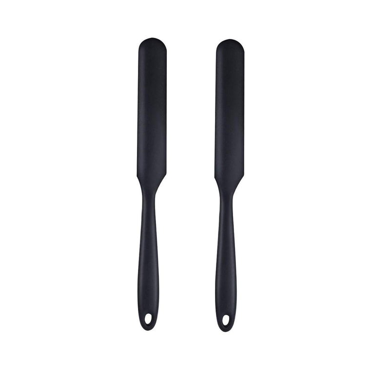 we3 Multi Purpose Heat Resistance Silicone Spatula Turner Non-Stick Silicone Kitchen Tools FDA Approved Piece of 2 Black|Spatula Spreader/Butter Knife 24cm - Image 1