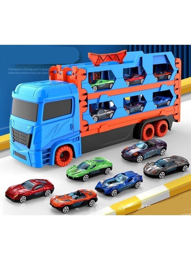 Toddler Toys Car Track Set for 3 4 5 6 Years Old Boys, Dinosaur Transporter Car Race Track with 6 Die-Cast Car Toys, Truck Toys Set Gifts for Age 3-12 Years Old Kids Boys Girls  - Image 4