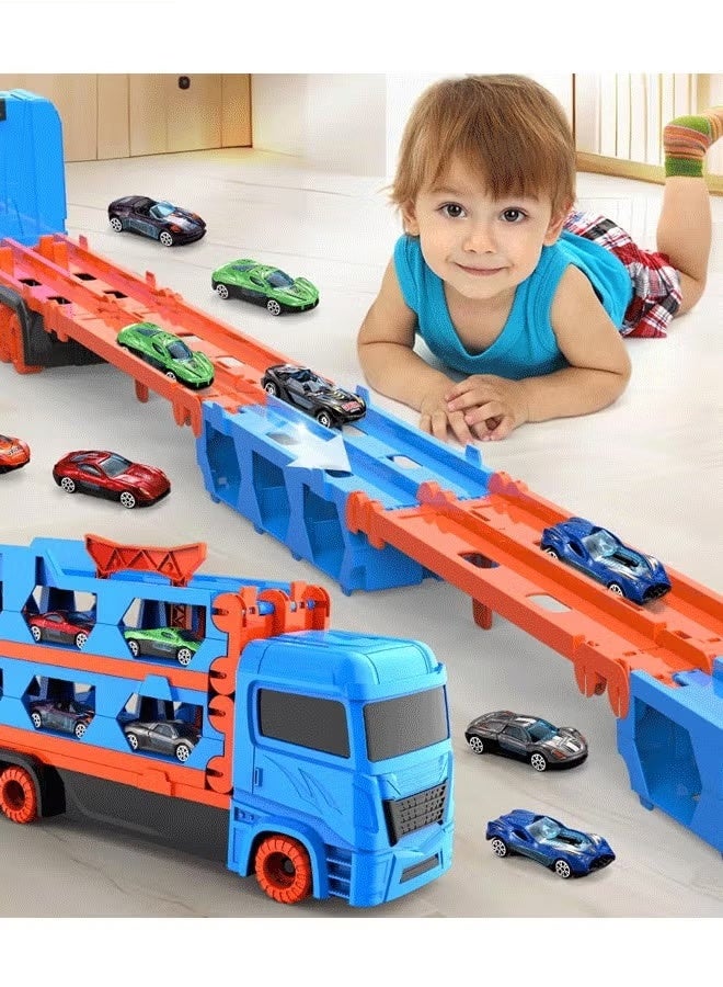 Toddler Toys Car Track Set for 3 4 5 6 Years Old Boys, Dinosaur Transporter Car Race Track with 6 Die-Cast Car Toys, Truck Toys Set Gifts for Age 3-12 Years Old Kids Boys Girls  - Image 2