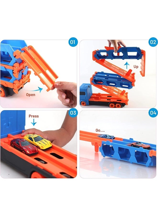Toddler Toys Car Track Set for 3 4 5 6 Years Old Boys, Dinosaur Transporter Car Race Track with 6 Die-Cast Car Toys, Truck Toys Set Gifts for Age 3-12 Years Old Kids Boys Girls  - Image 5