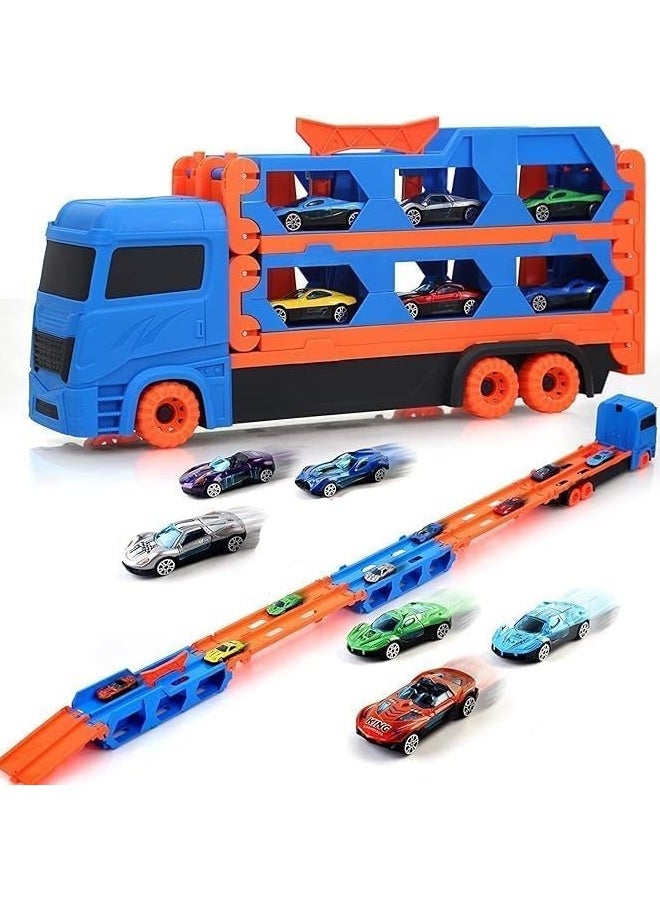 Toddler Toys Car Track Set for 3 4 5 6 Years Old Boys, Dinosaur Transporter Car Race Track with 6 Die-Cast Car Toys, Truck Toys Set Gifts for Age 3-12 Years Old Kids Boys Girls  - Image 3