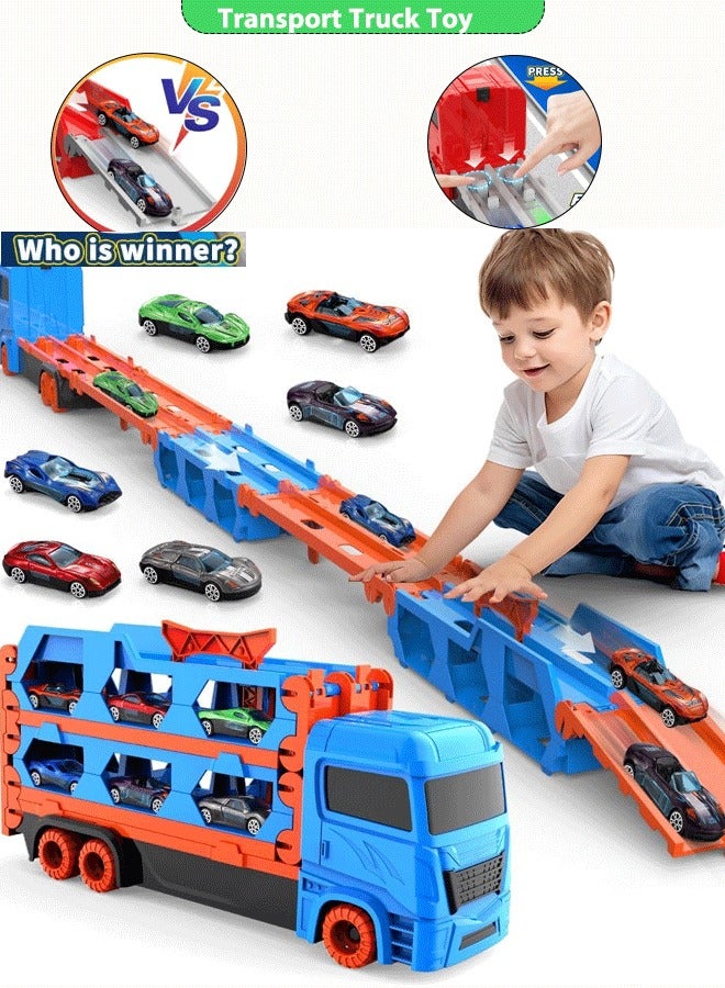 Toddler Toys Car Track Set for 3 4 5 6 Years Old Boys, Dinosaur Transporter Car Race Track with 6 Die-Cast Car Toys, Truck Toys Set Gifts for Age 3-12 Years Old Kids Boys Girls  - Image 1
