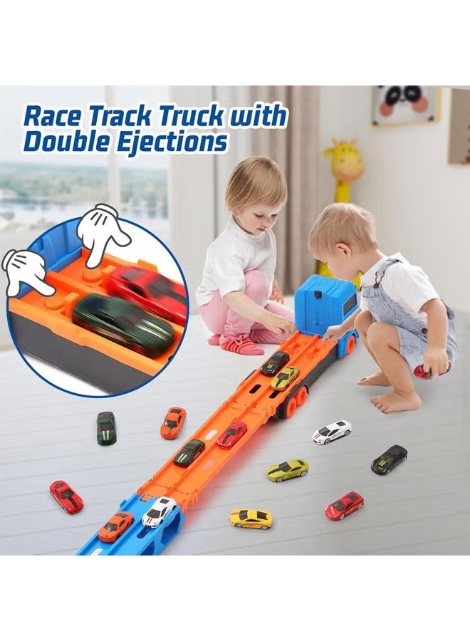 مجموعة مسار سيارات نقل للأولاد والأطفال من عمر 3 إلى 12 سنة | تتضمن 6 سيارات وشاحنات ألعاب مصبوبة | هدية لعبة للأطفال الصغار من عمر 3 إلى 6 سنوات - Image 4