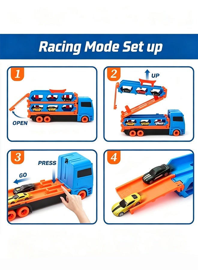 Transport Car Track Set for Boys & Kids Ages 3-12 | 6 Die-Cast Toy Cars & Truck Included | Toddler Toy Gift for Boys 3-6 - Image 2