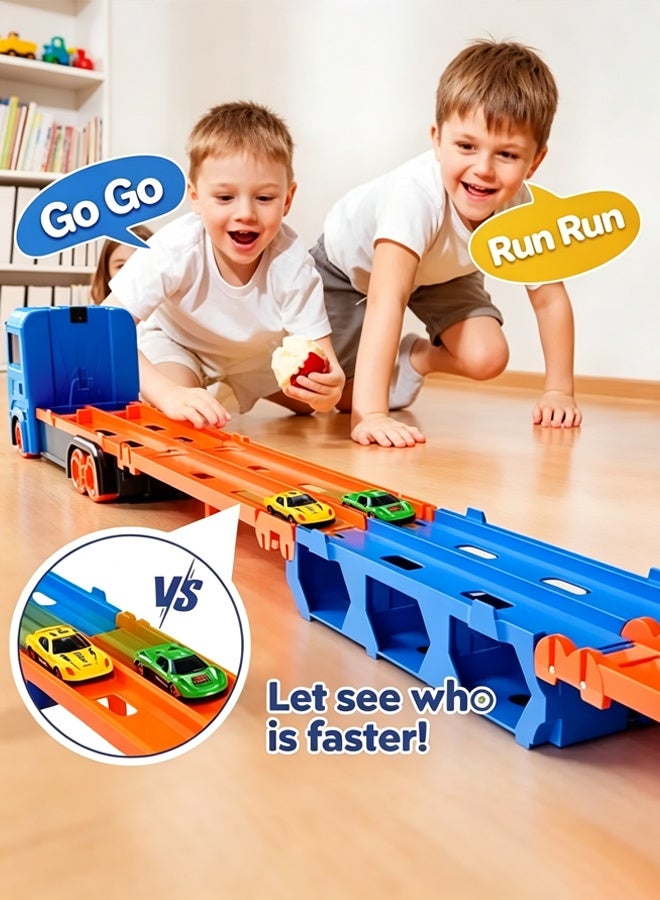 Transport Car Track Set for Boys & Kids Ages 3-12 | 6 Die-Cast Toy Cars & Truck Included | Toddler Toy Gift for Boys 3-6 - Image 3