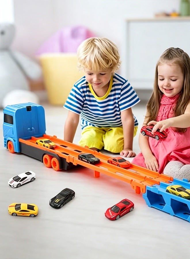Transport Car Track Set for Boys & Kids Ages 3-12 | 6 Die-Cast Toy Cars & Truck Included | Toddler Toy Gift for Boys 3-6 - Image 5