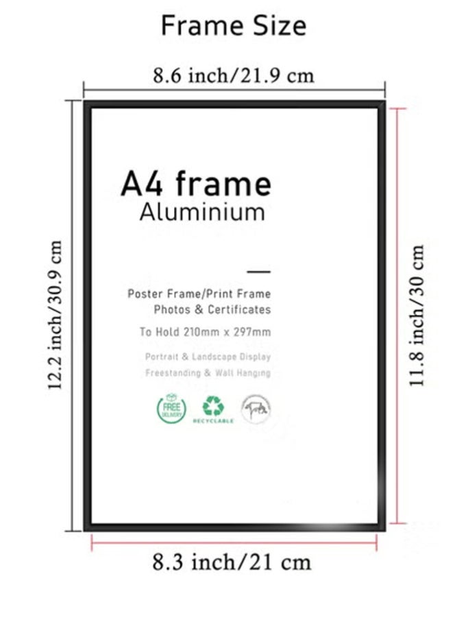 يوفان إطار صور A4، عبوة من قطعتين - إطار صور أسود 21×30 سم، إطار شهادات للتعليق على الحائط أو العرض على سطح الطاولة، مجموعة من قطعتين - Image 2