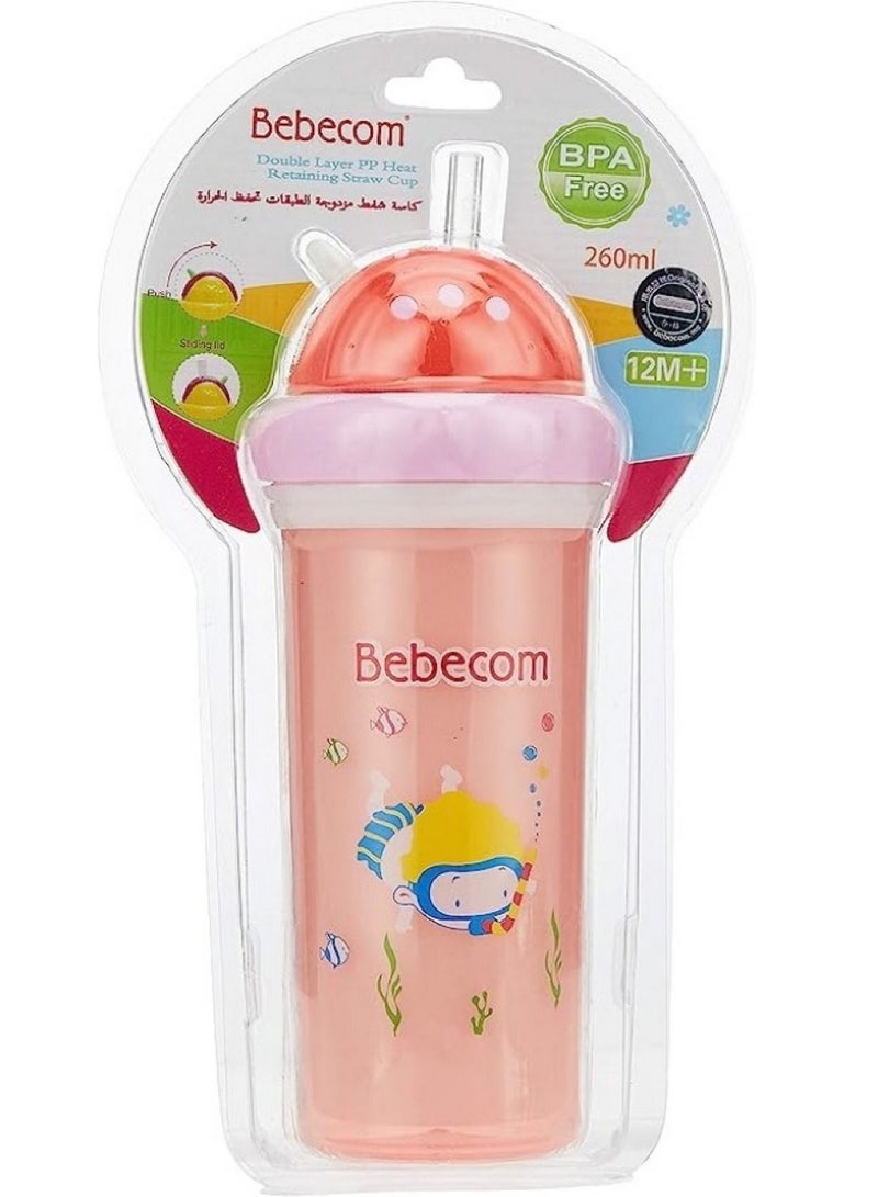 بيبكوم كوب ماء بطبقتين للاحتفاظ بالحرارة ، 260 مل ألوان متنوعة - Image 1