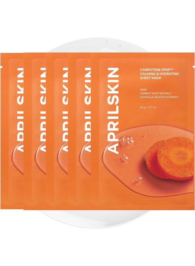 APRILSKIN April Skin Carrotene IPMP Calming Soothing Hydrating Sheet Mask for Acne Prone Skin 5 Sheets - Image 1