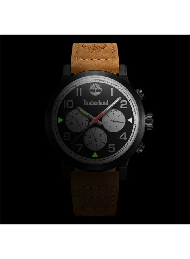 Timberland Pancher 46mm Men's Analog Watch with Wheat Leather Strap