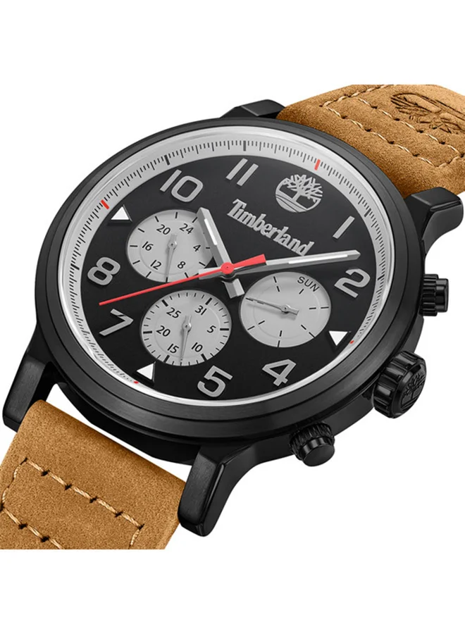 Timberland Pancher 46mm Men's Analog Watch with Wheat Leather Strap