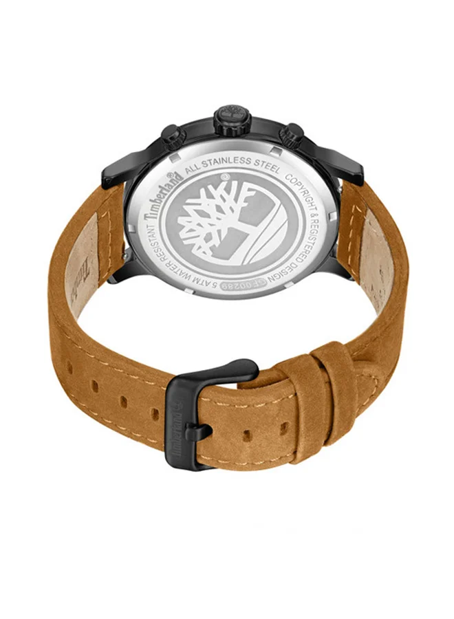 Timberland Pancher 46mm Men's Analog Watch with Wheat Leather Strap