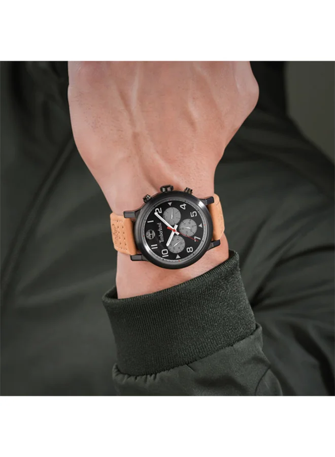 Timberland Pancher 46mm Men's Analog Watch with Wheat Leather Strap