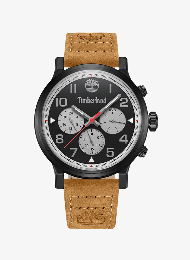 Timberland Pancher 46mm Men's Analog Watch with Wheat Leather Strap