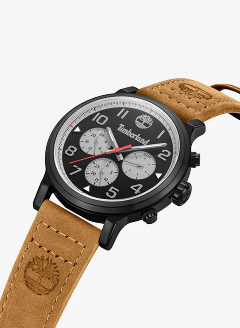 Timberland Pancher 46mm Men's Analog Watch with Wheat Leather Strap