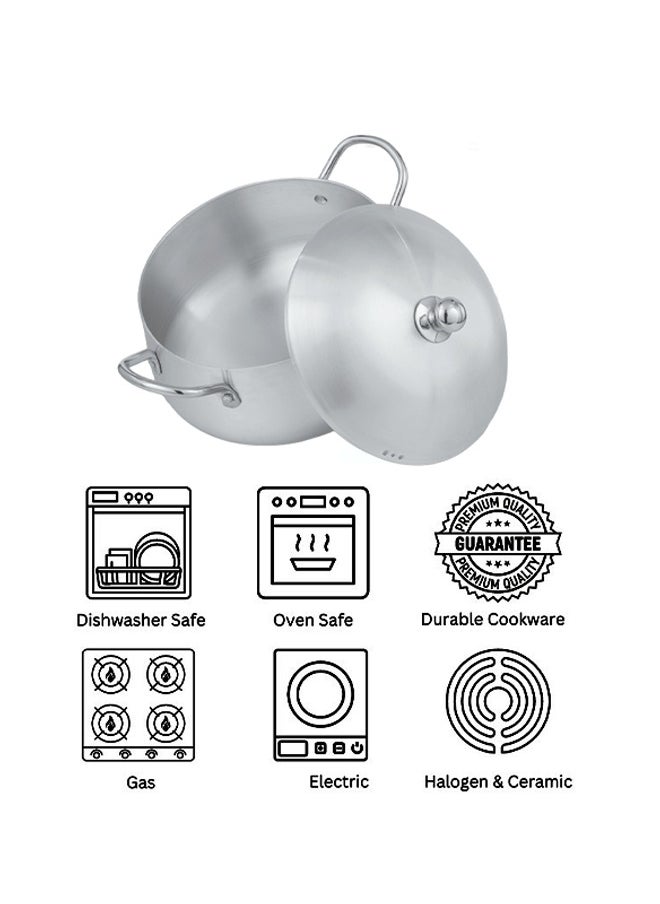 ULTIMAX Ultimax 9 Ltr Aluminium Belly Pot 32 Cm, Metal Finish Casserole/Cooking Pot with Durable Handles and Heavy Lid, Dishwasher & Oven Safe, Even Heat Distribution, SS Handle, Suitable for Most Stoves  - Image 5