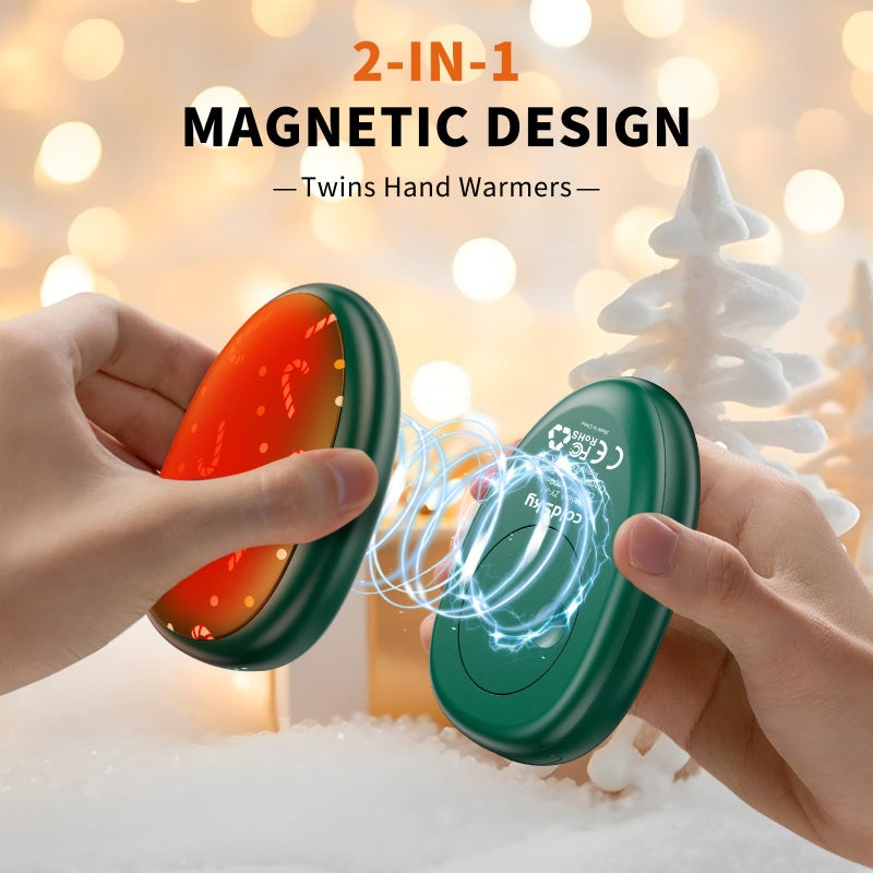 coldSky Rechargeable Hand Warmers 2 Pack, Magnetic 2-in-1 Reusable Electric Hand Warmer, 3 Heat Settings Portable Pocket Hand Heater Gifts for Women Men Christmas, Skiing, Camping, Hunting - Image 2