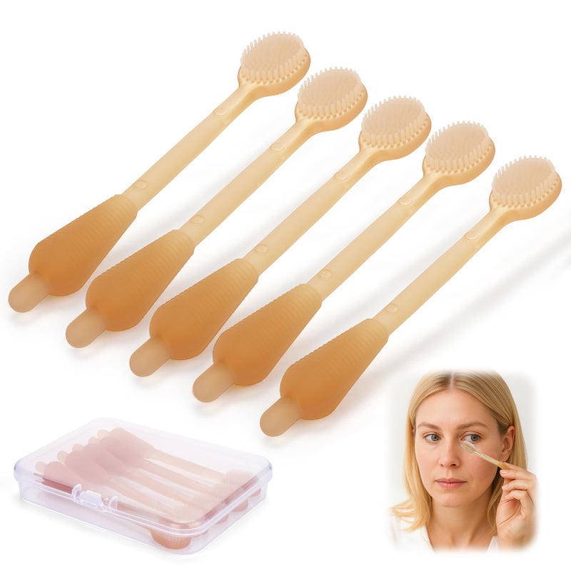 XANGNIER Soft Silicone Eyelid Cleanser Brush for Sensitive Eyelids,5 PCS Gently eyelid margin scrub Cleaning brush for Blepharitis,MGD,Dry Eyes Relief,Removes Dirt,Oil,Reusable Eye Cleaning Tool - Image 1