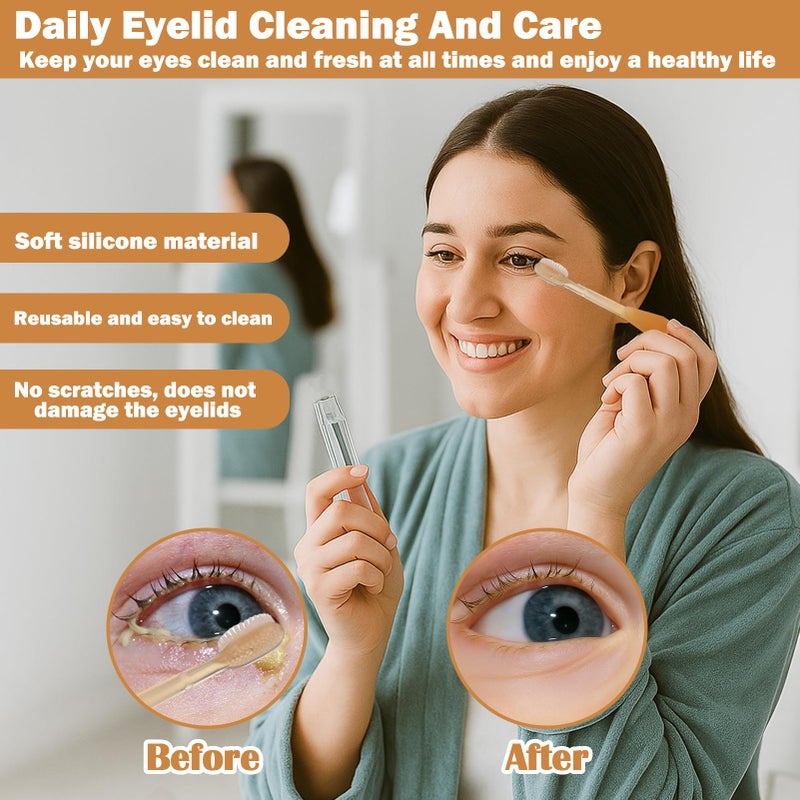 XANGNIER Soft Silicone Eyelid Cleanser Brush for Sensitive Eyelids,5 PCS Gently eyelid margin scrub Cleaning brush for Blepharitis,MGD,Dry Eyes Relief,Removes Dirt,Oil,Reusable Eye Cleaning Tool - Image 5