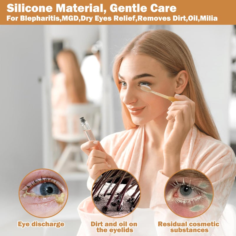 XANGNIER Soft Silicone Eyelid Cleanser Brush for Sensitive Eyelids,5 PCS Gently eyelid margin scrub Cleaning brush for Blepharitis,MGD,Dry Eyes Relief,Removes Dirt,Oil,Reusable Eye Cleaning Tool - Image 4