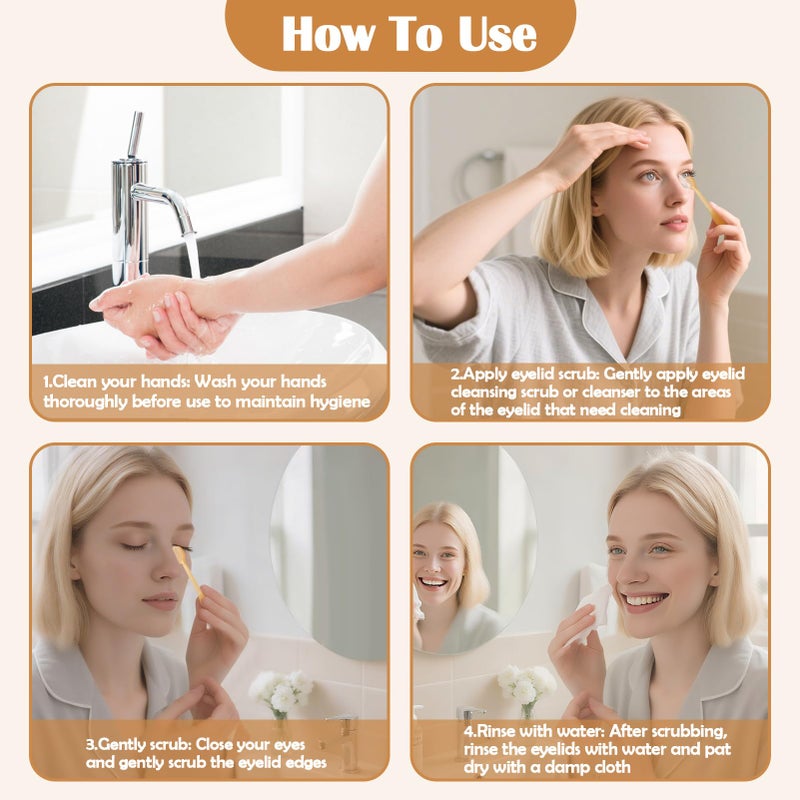 XANGNIER Soft Silicone Eyelid Cleanser Brush for Sensitive Eyelids,5 PCS Gently eyelid margin scrub Cleaning brush for Blepharitis,MGD,Dry Eyes Relief,Removes Dirt,Oil,Reusable Eye Cleaning Tool - Image 3