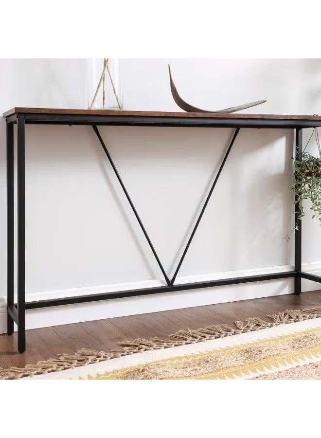 Console Table, Rustic Brown & Black Entryway Table, Narrow - Image 4