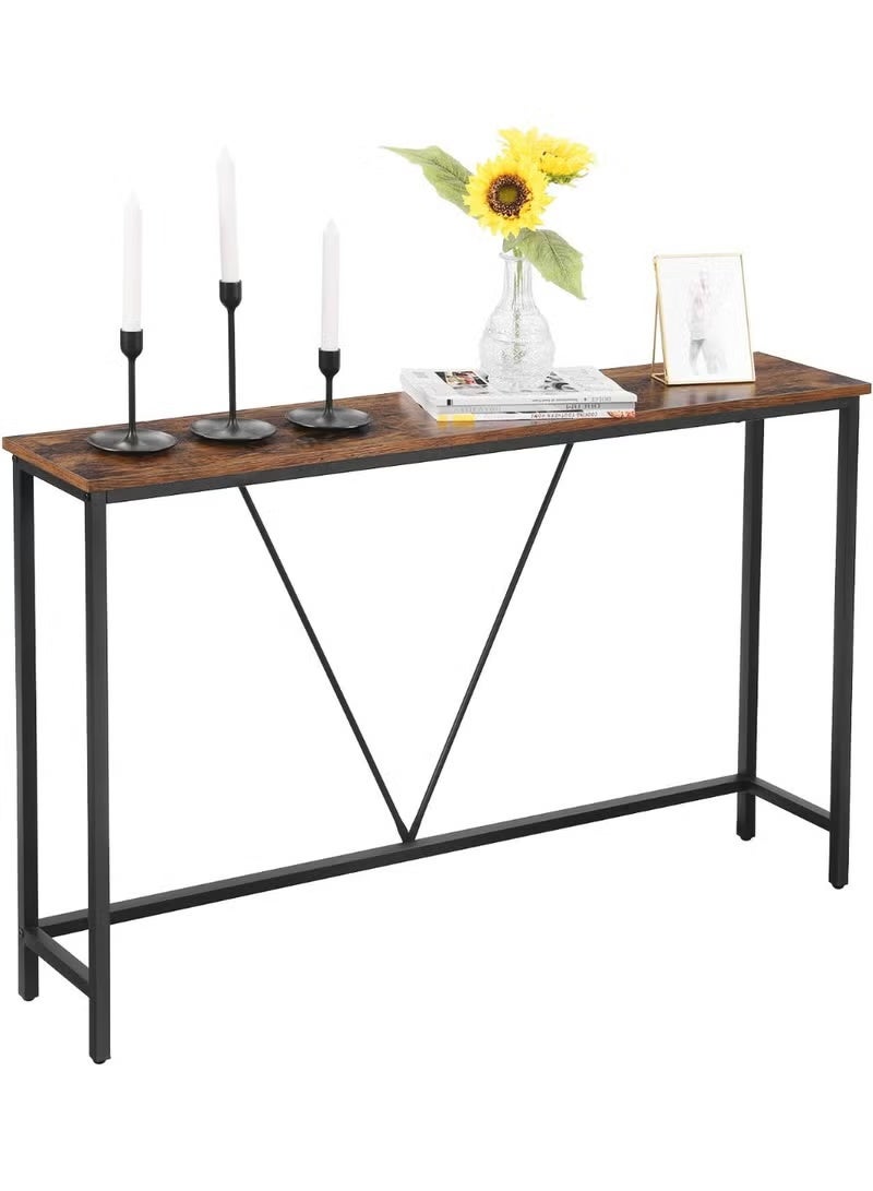 Console Table, Rustic Brown & Black Entryway Table, Narrow - Image 5