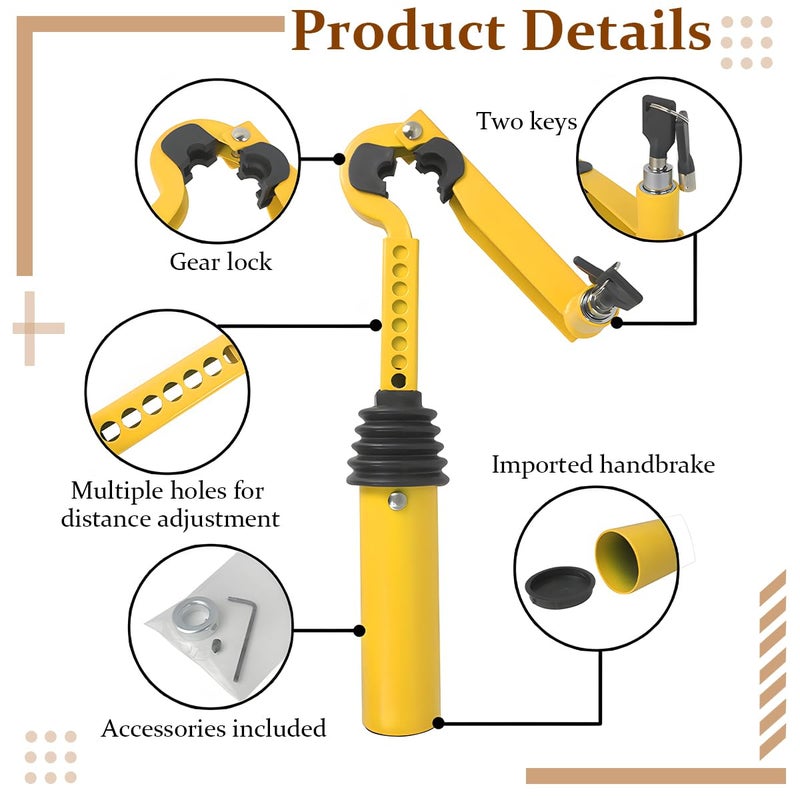 Bittwee Car Gear Stick Lock, Anti-Theft Device Security Adjustable Vehicle Handbrake to Gear Stick Lock with 2 Keys, Automotive Manual Padlock Mechanism, Universal for SUV RV Truck - Image 3