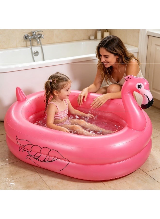 Kiddie Pool, Inflatable Pool, Flamingo Swimming Pool with Inflatable Soft Floor for Outdoor, Indoor, Backyard - Image 1