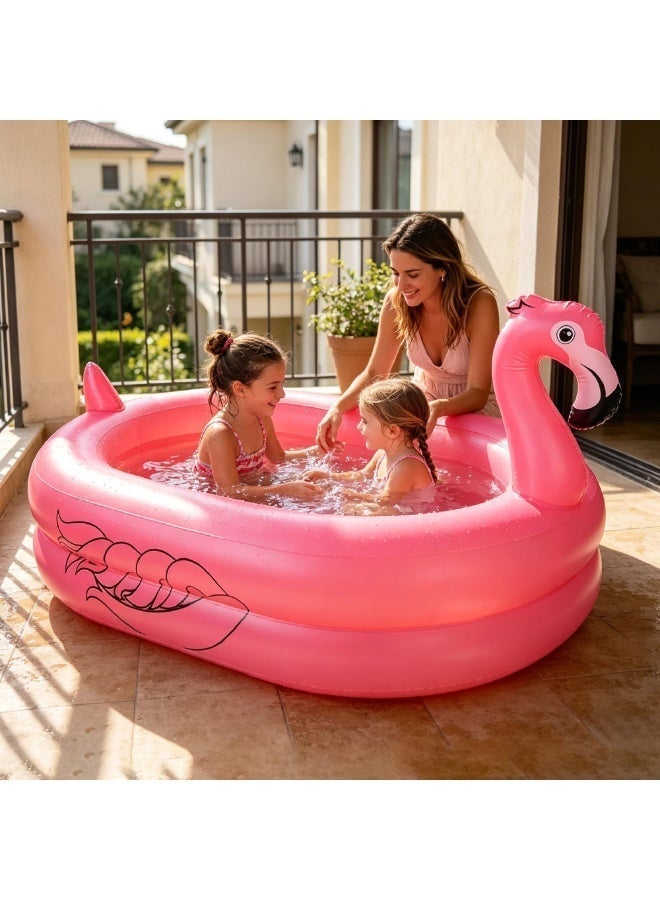 Kiddie Pool, Inflatable Pool, Flamingo Swimming Pool with Inflatable Soft Floor for Outdoor, Indoor, Backyard - Image 5
