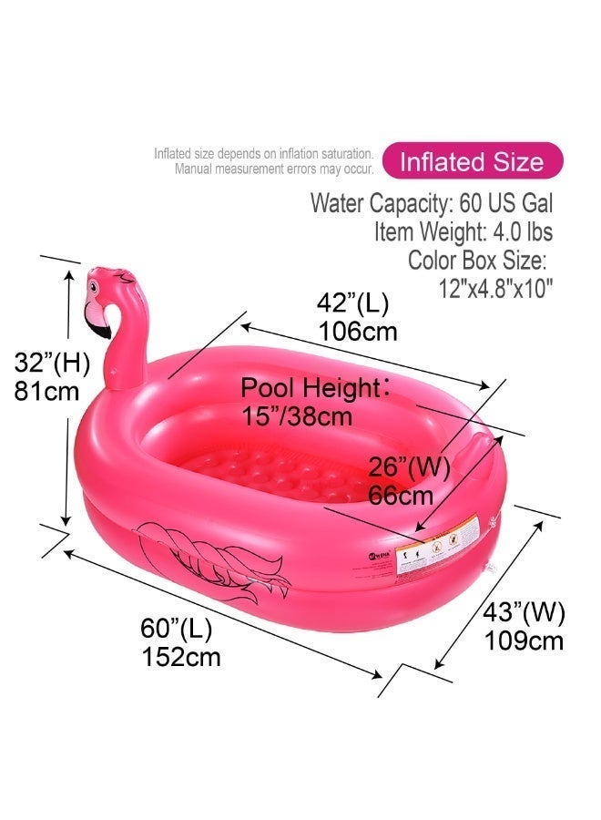 Kiddie Pool, Inflatable Pool, Flamingo Swimming Pool with Inflatable Soft Floor for Outdoor, Indoor, Backyard - Image 4