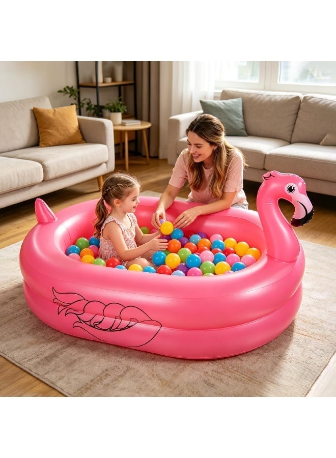 Kiddie Pool, Inflatable Pool, Flamingo Swimming Pool with Inflatable Soft Floor for Outdoor, Indoor, Backyard - Image 3