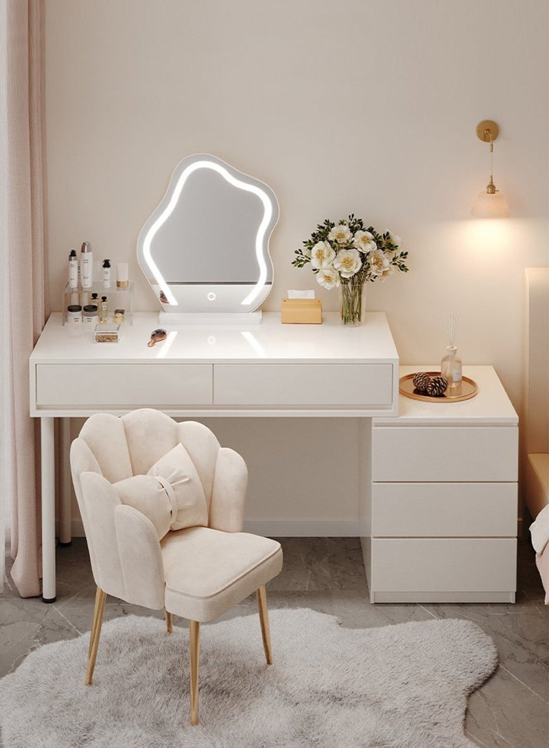 Light Luxury Dressing Table and Bedside Table Dressing Table Dresser Vanity Table 3-Layer Retractable Bedside Table With LED Makeup Mirror (Without Dressing Chair) Dressing Table With Drawers Vanity Table Beautiful