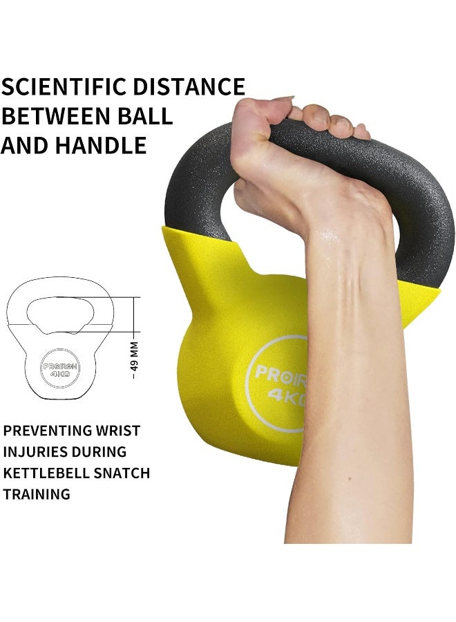 PROIRON Neoprene Coated Kettlebell Weights Solid Cast Iron Kettlebell, Strength Training Kettlebells for Weightlifting, Conditioning, Strength & Core Training - 4KG - Image 4