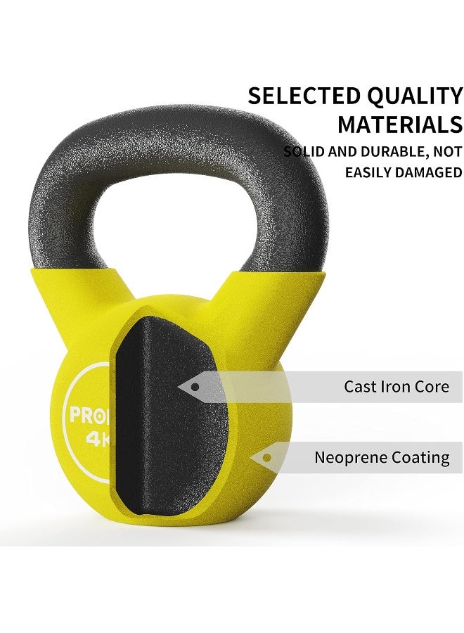 PROIRON Neoprene Coated Kettlebell Weights Solid Cast Iron Kettlebell, Strength Training Kettlebells for Weightlifting, Conditioning, Strength & Core Training - 4KG - Image 5