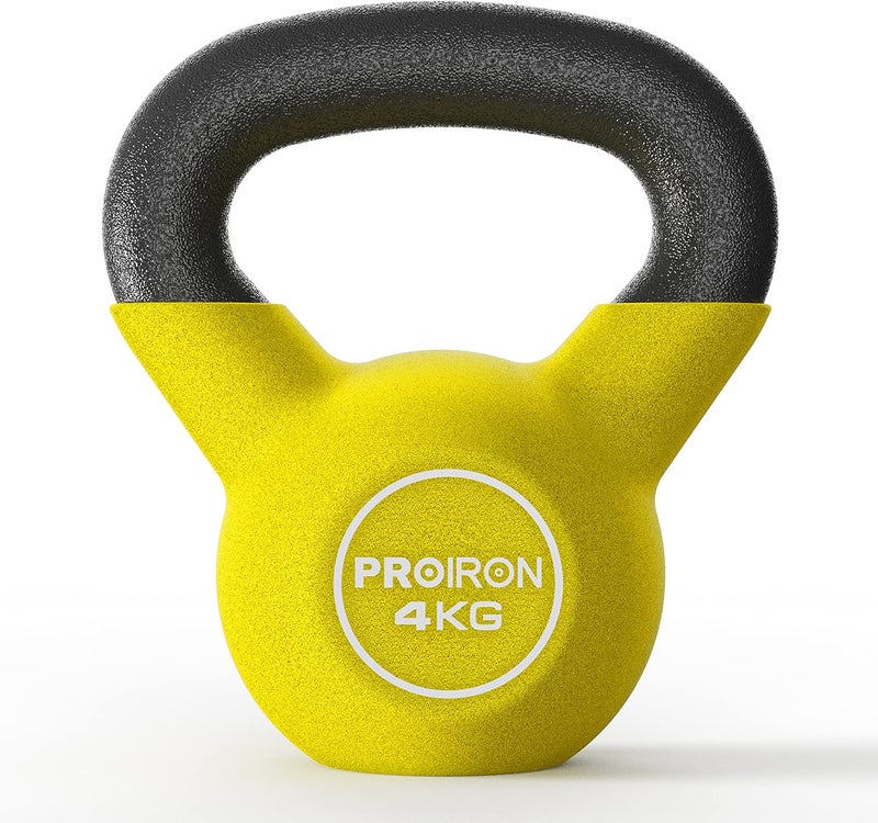 PROIRON Neoprene Coated Kettlebell Weights Solid Cast Iron Kettlebell, Strength Training Kettlebells for Weightlifting, Conditioning, Strength & Core Training - 4KG - Image 1