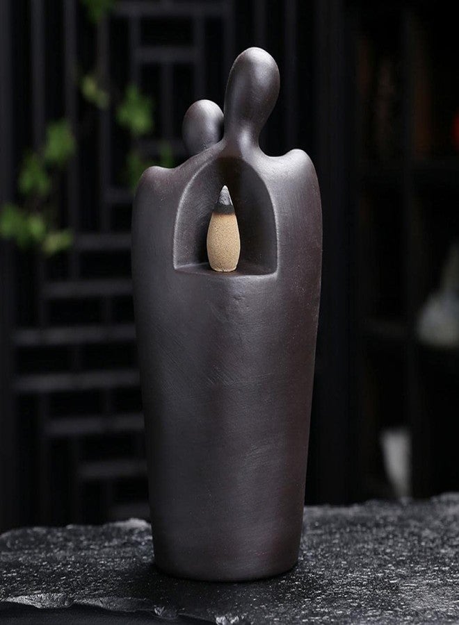 Simcat Backflow Incense Burner Handicraft Hugging Lovers Incense Waterfall Burner Ceramic Incense Holder Censer Romantic Home Decor +20 Backflow Incense Cones 30 Incense Sticks 1 Tweezer 1 Mat - Image 5