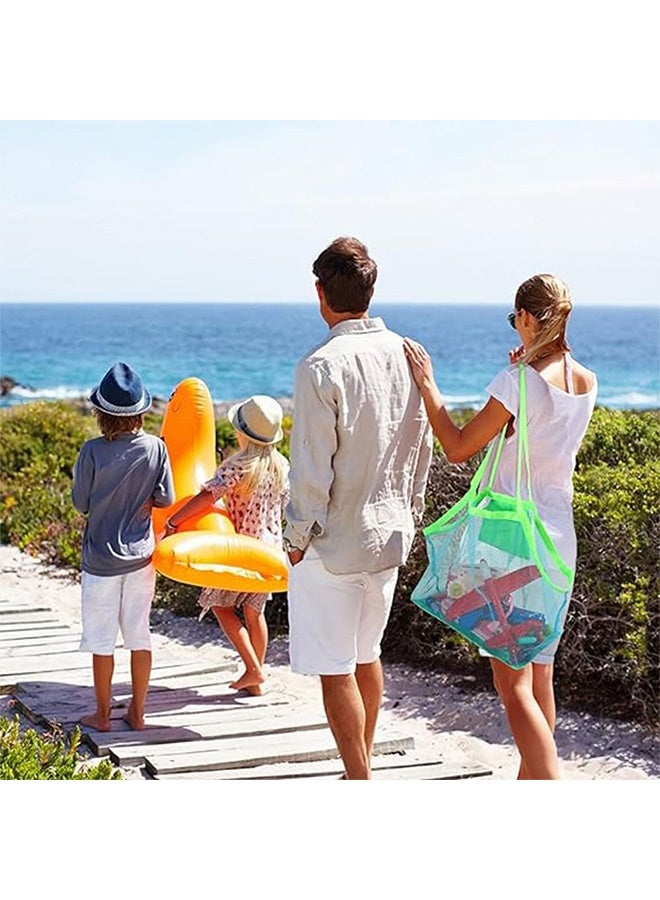 Peachjoy Mesh Beach Bag, Extra Large Beach Bags and Totes Tote Backpack Toys Towels Sand Away For Children' Toys Market Grocery Picnic Tote(Pink+Green) - Image 5