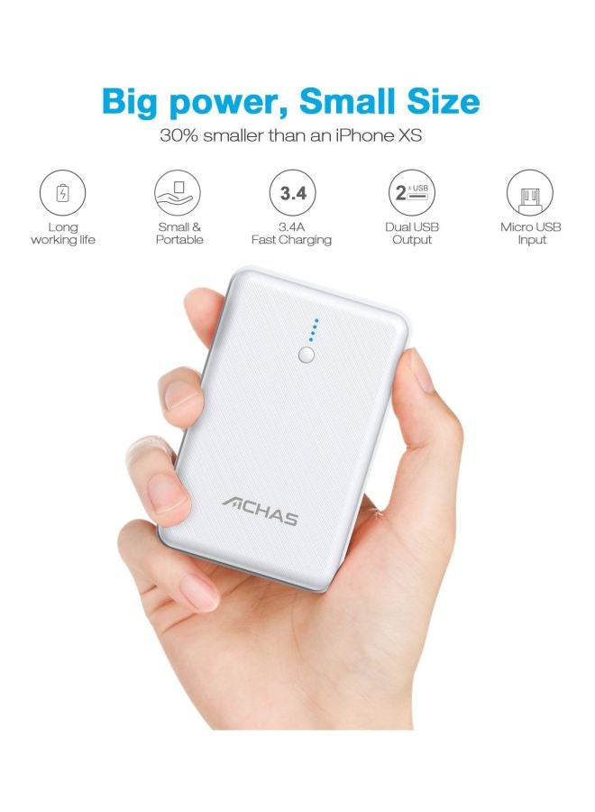 ACHAS 10000 mAh Portable Power Bank White - Image 2