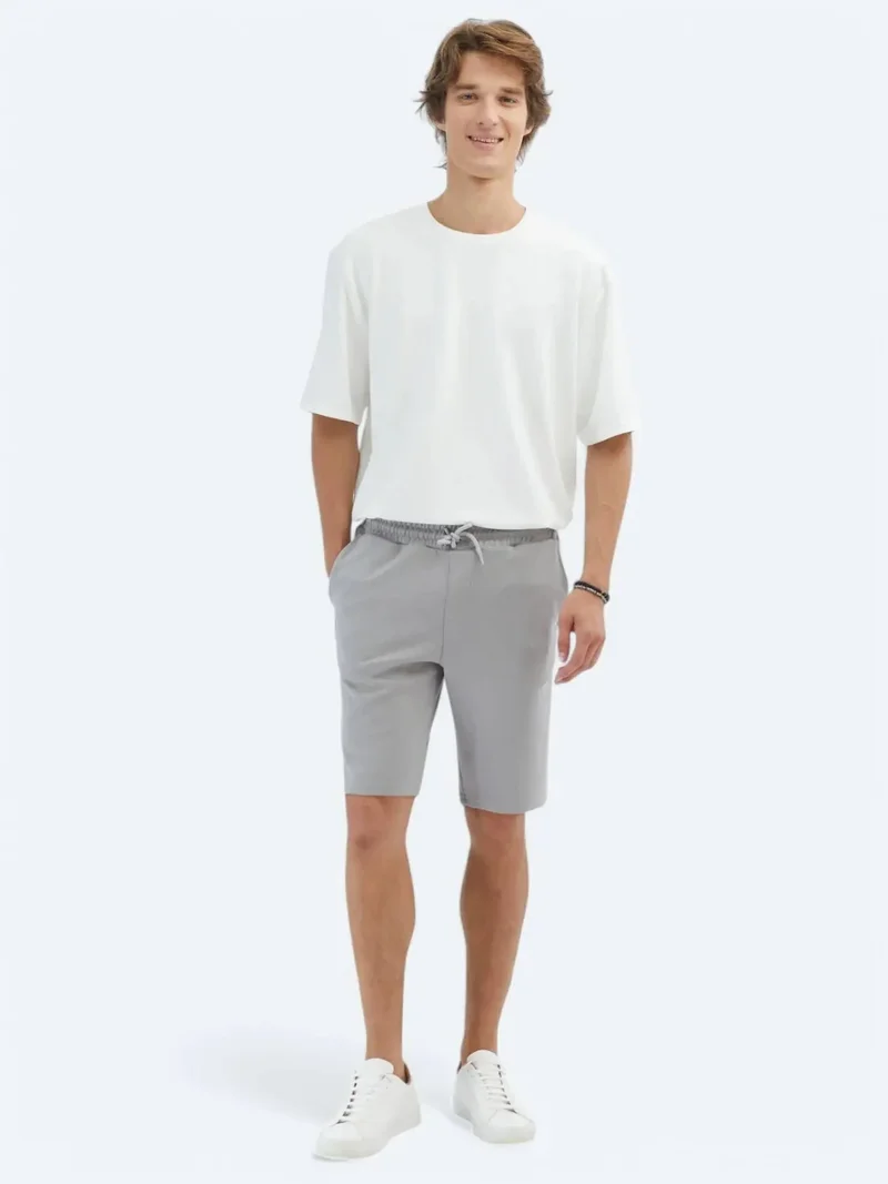 كيب شورت رياضي رمادي محبوك للجري