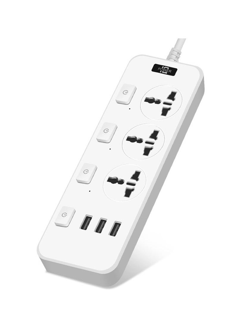 Captaintech Power Extension Cord with Multi Sockets 3 Universal Outlets , 3 Auto ID USB PD Ports For Mobile Charging, And 2m Extension Cord for Home, Office, Dorm Essentials  - Image 1