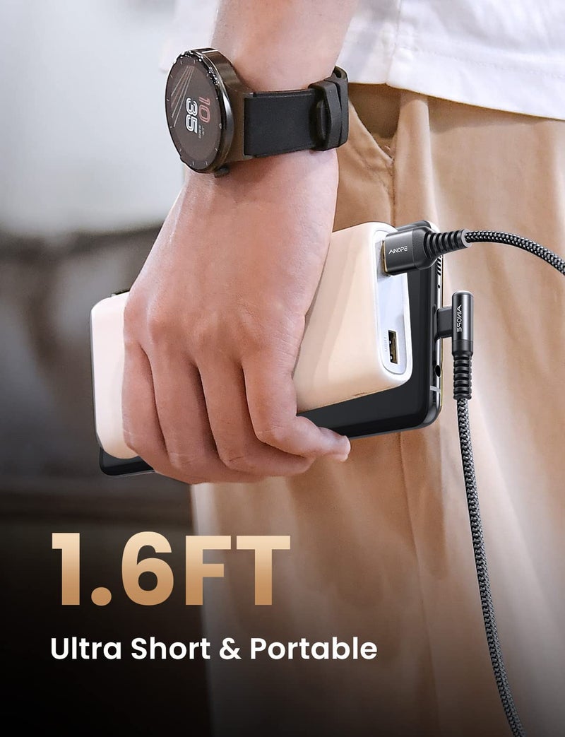 AINOPE [2 Pack 1.6FT Type C Cable, 3.1A Type C Charger Fast Charging, Right Angle Nylon Braided USB to USB C Cable Compatible with Galaxy S22 S21 S10, Note 10 9 A51 LG G8 G7 Charging Cord - Image 2