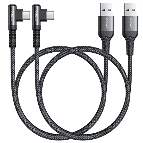 AINOPE [2 Pack 1.6FT Type C Cable, 3.1A Type C Charger Fast Charging, Right Angle Nylon Braided USB to USB C Cable Compatible with Galaxy S22 S21 S10, Note 10 9 A51 LG G8 G7 Charging Cord - Image 1